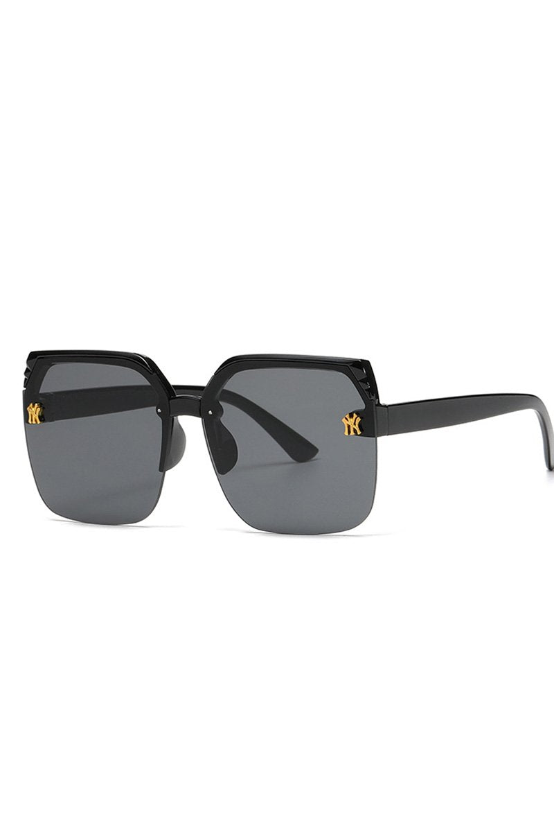 NY LOGO HALF FRAMELESS FASHION SUNGLASSES