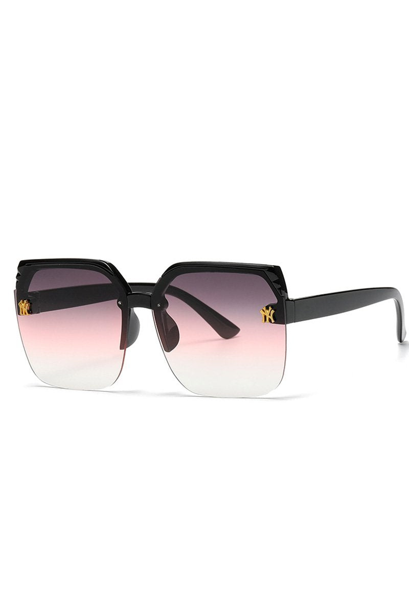 NY LOGO HALF FRAMELESS FASHION SUNGLASSES