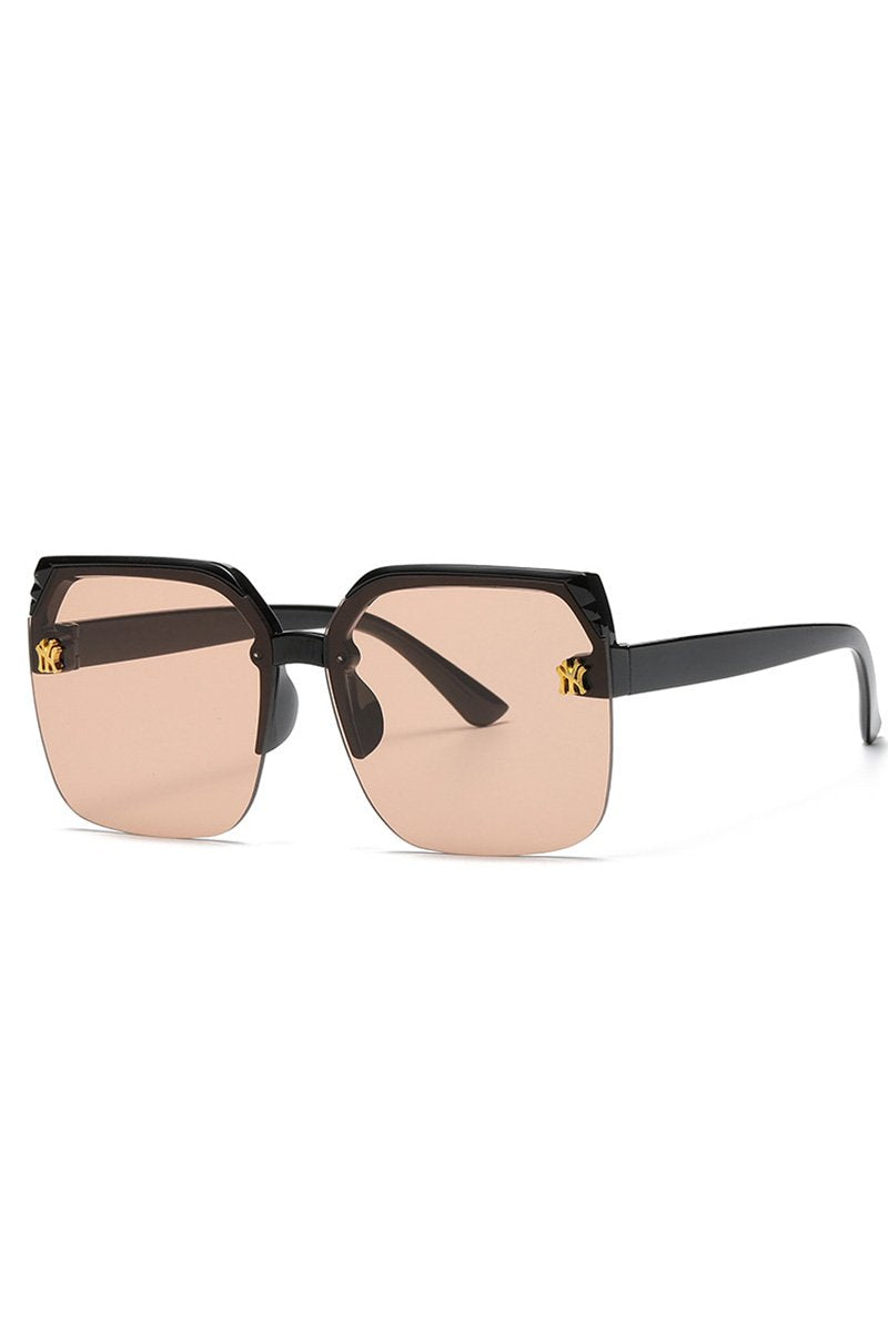 NY LOGO HALF FRAMELESS FASHION SUNGLASSES