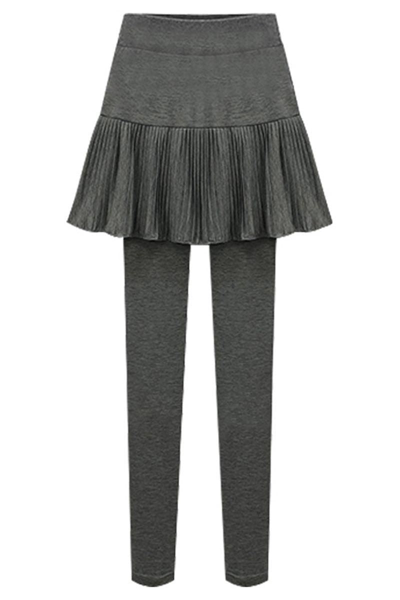 BASIC WARM RUFFLED SKIRT LEGGINGS - Doublju