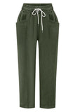 DRAWSTRING WAIST STRAIGHT LEG CASUAL PANTS - Doublju