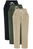 DRAWSTRING WAIST STRAIGHT LEG CASUAL PANTS - Doublju