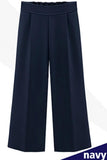 HIGH WAIST WIDE LEG DANDY CAPRANTS PANTS - Doublju