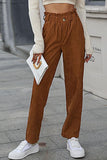 CASUAL SOLID CORDUROY PANTS - Doublju