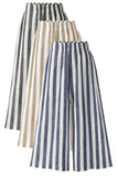 VERTICAL STRIPE ELASTIC WAIST WIDE LEG CAPRANTS - Doublju