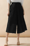 WAIST DRAWSTRING WIDE LEG FLARED CASUAL PANTS - Doublju