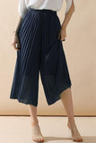 WAIST DRAWSTRING WIDE LEG FLARED CASUAL PANTS - Doublju