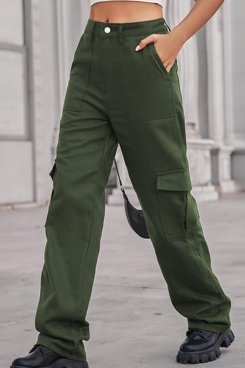 SIMPLE BASIC LONG CARGO PANTS - Doublju