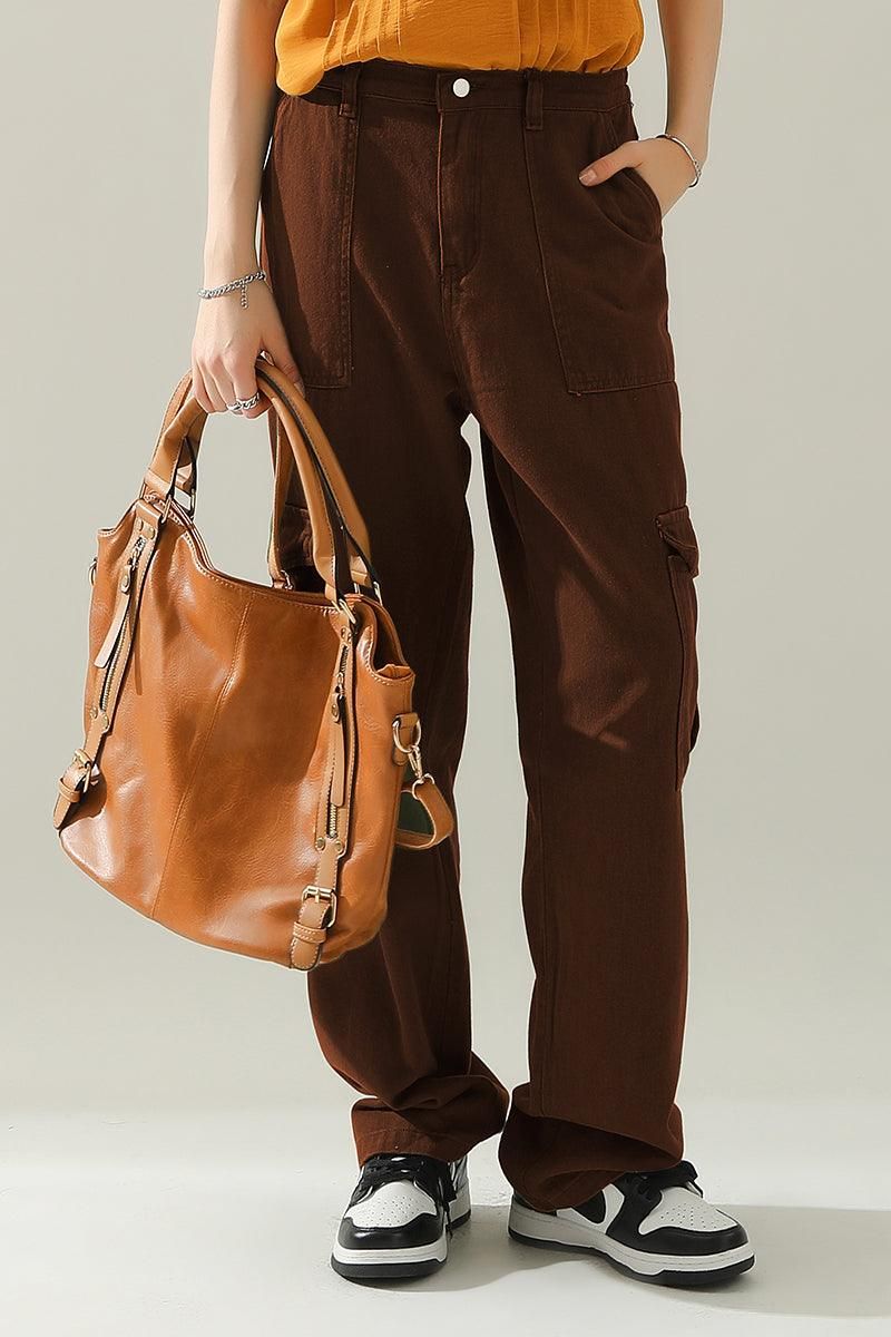 SIMPLE BASIC LONG CARGO PANTS - Doublju