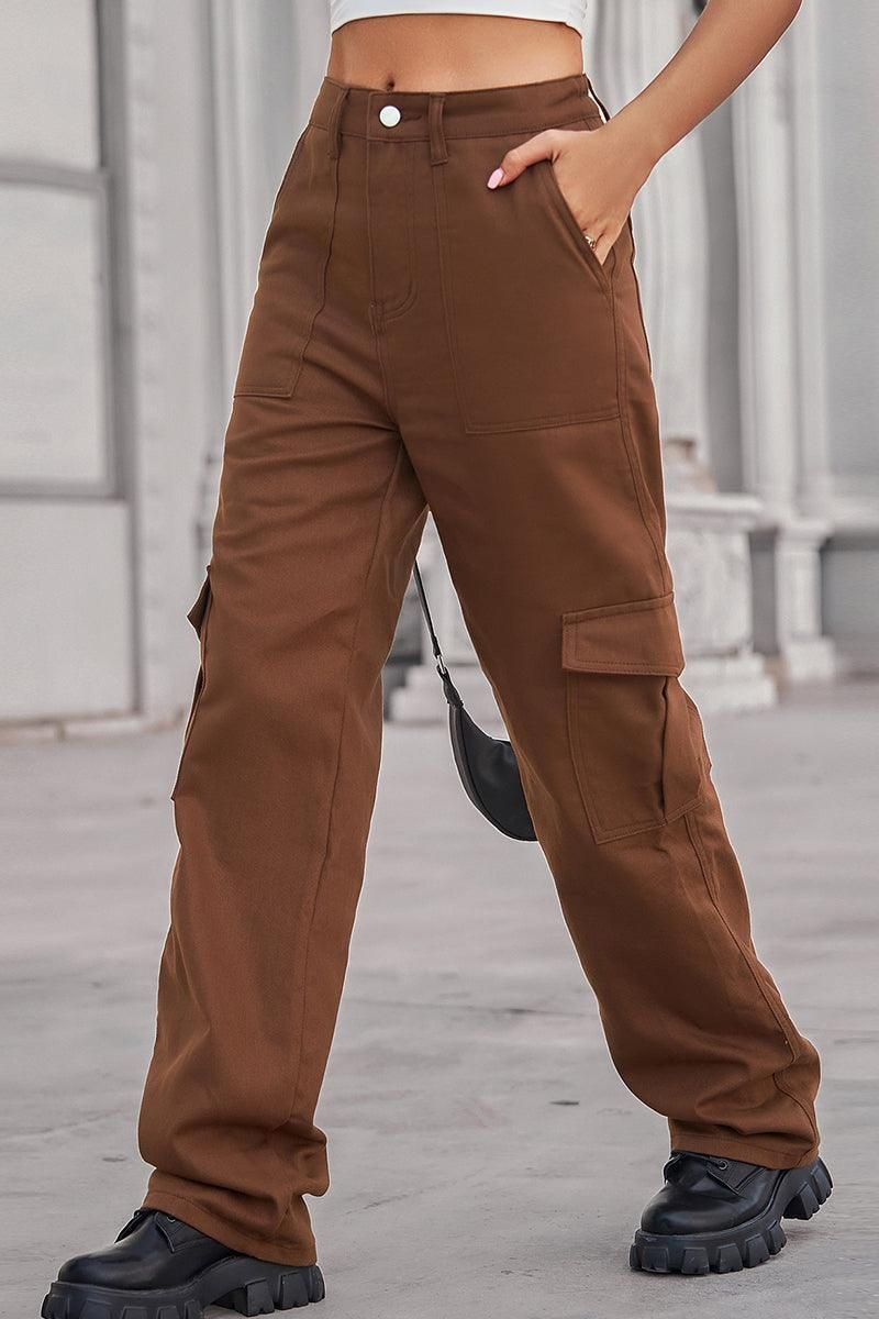 SIMPLE BASIC LONG CARGO PANTS - Doublju