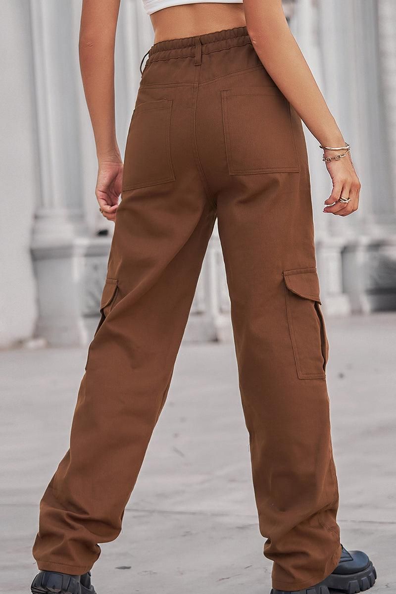 SIMPLE BASIC LONG CARGO PANTS - Doublju