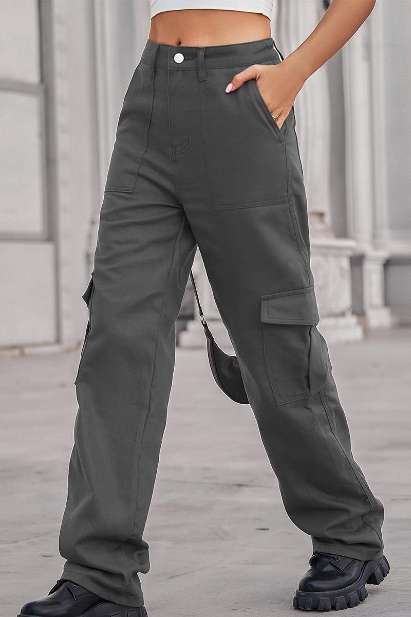 SIMPLE BASIC LONG CARGO PANTS - Doublju