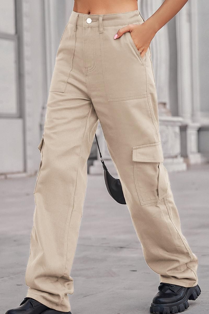 SIMPLE BASIC LONG CARGO PANTS - Doublju