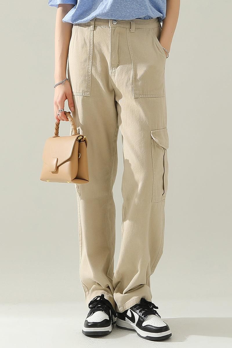 SIMPLE BASIC LONG CARGO PANTS - Doublju