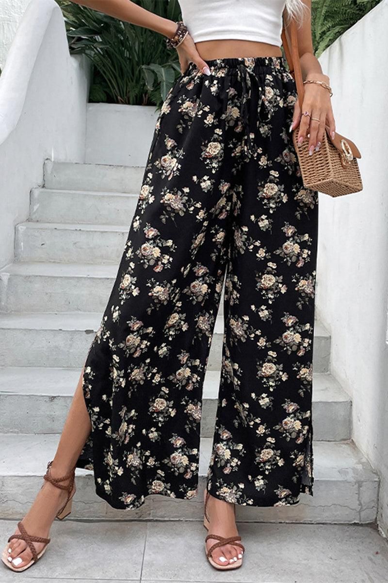 WIDE LEG PANTS WITH LOUD PRINT - Doublju