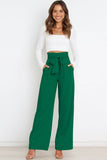 WOMEN TIED WAIST WIDE LEG OFFICE WORK PANTS