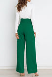 WOMEN TIED WAIST WIDE LEG OFFICE WORK PANTS