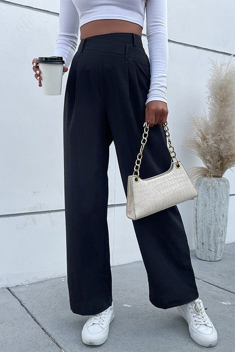 WOMEN STRAIGHT LEG LONG PANTS WITH POCKETS