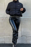 WOMEN STRAIGHT LEG SLIM FIT PU LEATHER PANTS