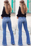 WOMEN'S JEANS BOOTCUT BELL BOTTOM FULL LENGTH DENIM POCKET MICRO-ELASTIC MID WAIST FASHION STREETWEAR STREET DAILY