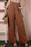 EASY PULL ON COTTON LINEN PANTS WITH SIDE POCKET - Doublju