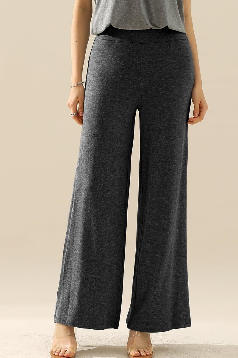 HIGH WAIST WIDE LEG PALAZZO LOOSE CASUAL PANTS - Doublju