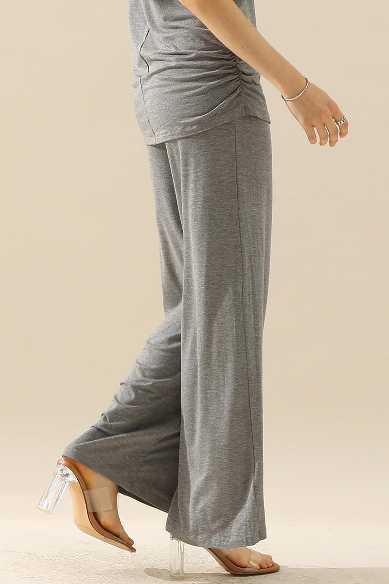 HIGH WAIST WIDE LEG PALAZZO LOOSE CASUAL PANTS - Doublju