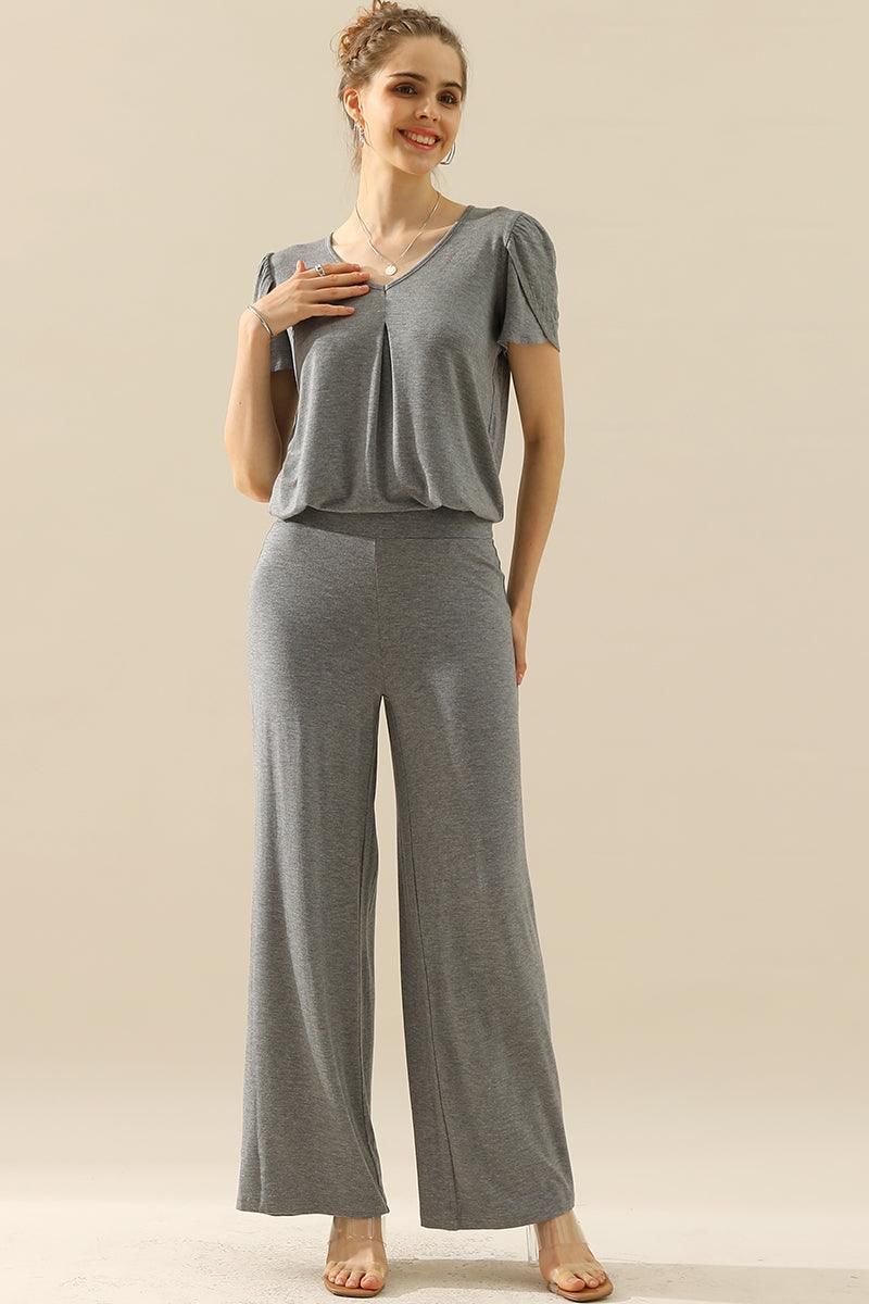 HIGH WAIST WIDE LEG PALAZZO LOOSE CASUAL PANTS - Doublju