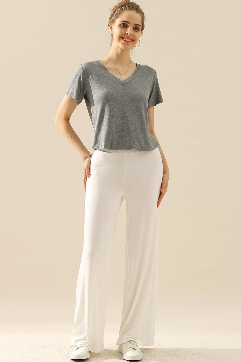 HIGH WAIST WIDE LEG PALAZZO LOOSE CASUAL PANTS - Doublju