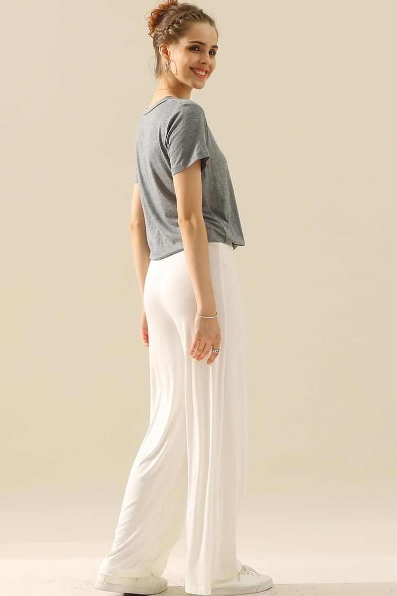 HIGH WAIST WIDE LEG PALAZZO LOOSE CASUAL PANTS - Doublju