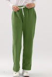 HIGH WAISTED STRAIGHT WIDE LEG LONG SWEAT PANTS - Doublju