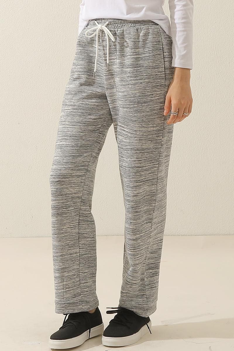 HIGH WAISTED STRAIGHT WIDE LEG LONG SWEAT PANTS - Doublju