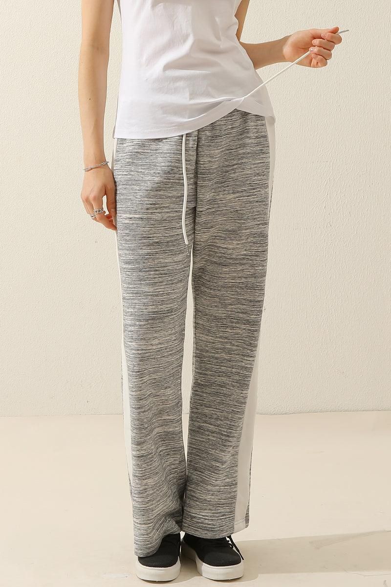 HIGH WAISTED STRAIGHT WIDE LEG LONG SWEAT PANTS - Doublju