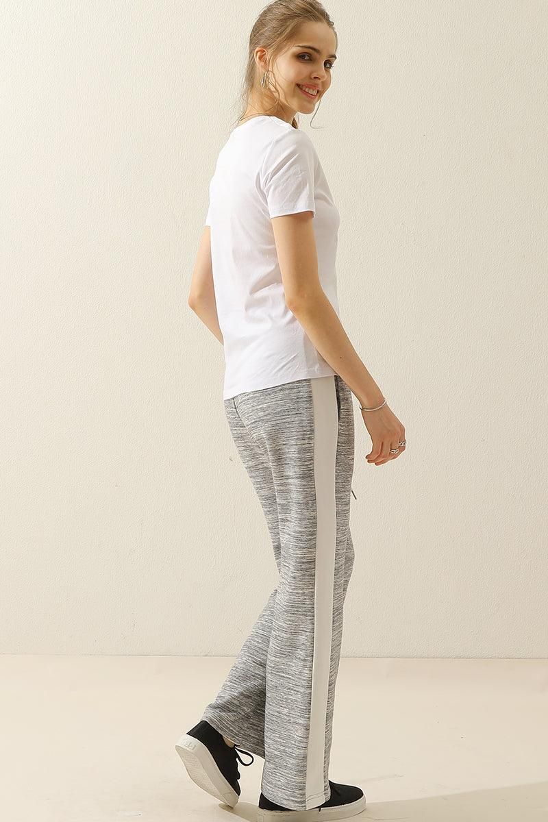 HIGH WAISTED STRAIGHT WIDE LEG LONG SWEAT PANTS - Doublju