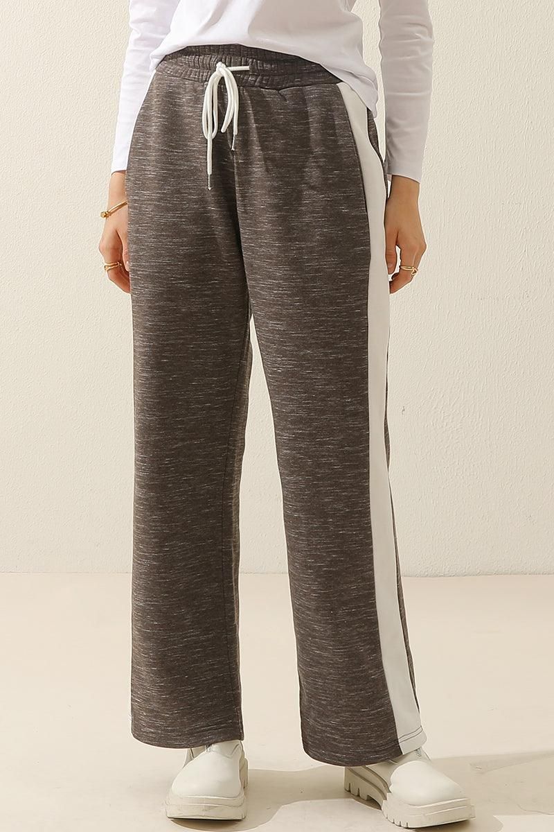 HIGH WAISTED STRAIGHT WIDE LEG LONG SWEAT PANTS - Doublju