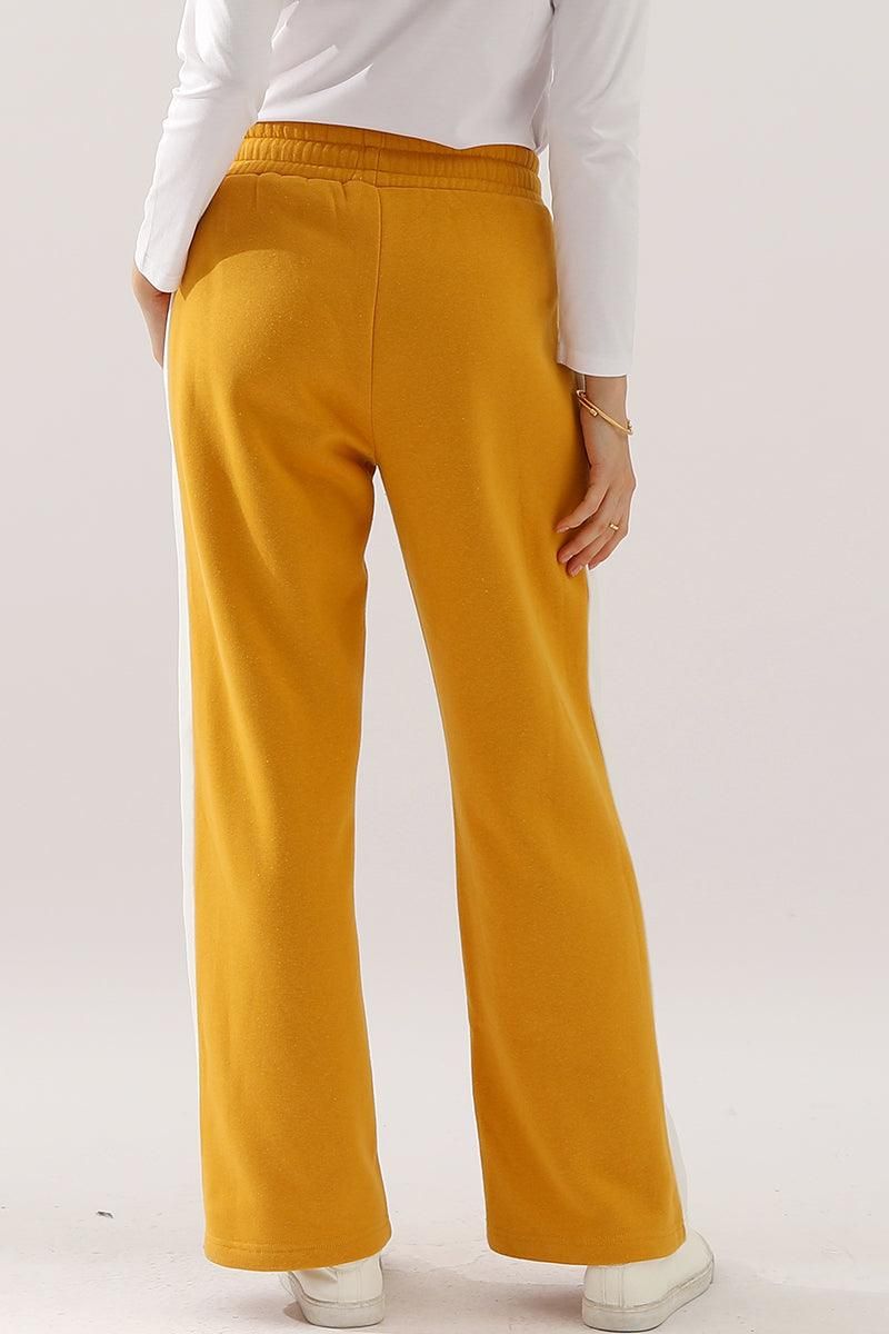 HIGH WAISTED STRAIGHT WIDE LEG LONG SWEAT PANTS - Doublju