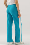 HIGH WAISTED STRAIGHT WIDE LEG LONG SWEAT PANTS - Doublju