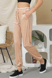 WAIST TIE BAND CASUAL VELVET LONG TRACK PANTS