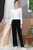 WAIST BAND CASUAL VELVET LONG PANTS WITH POCKETS