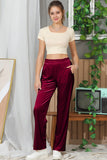 WAIST BAND CASUAL VELVET LONG PANTS WITH POCKETS