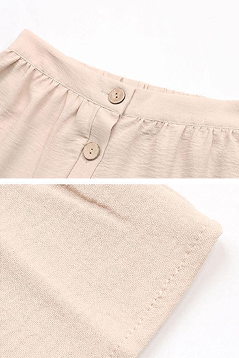 BUTTON DETAILED FLARE SKIRT - Doublju