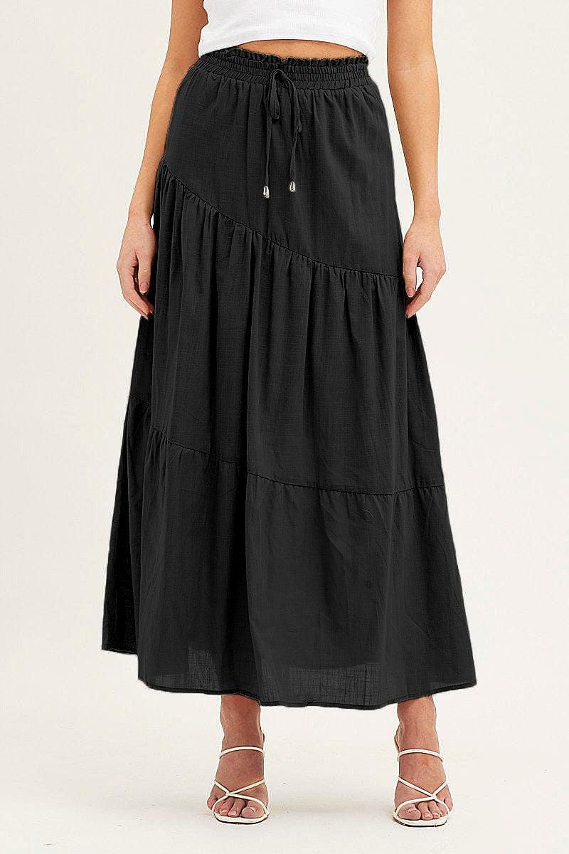 WOMEN CASUAL HIGH WAISTED PLEATED LONG SKIRT - Doublju