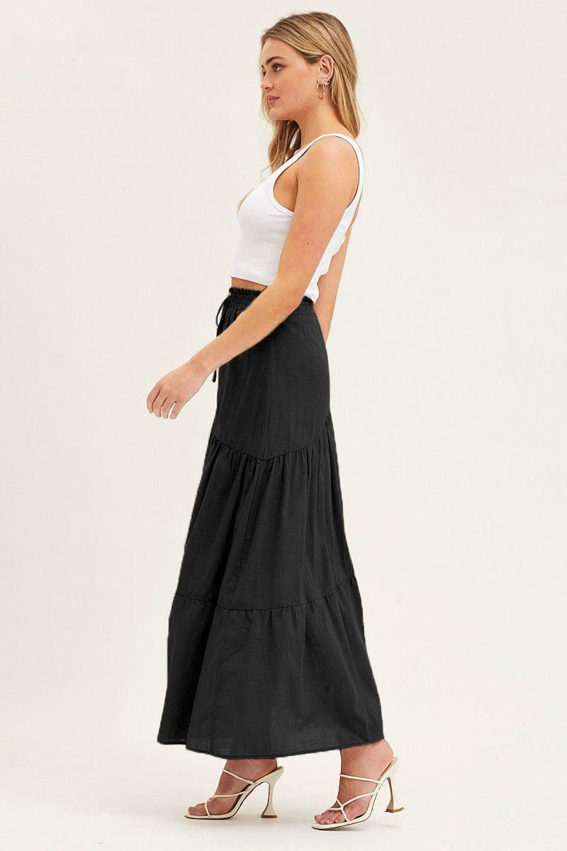 WOMEN CASUAL HIGH WAISTED PLEATED LONG SKIRT - Doublju