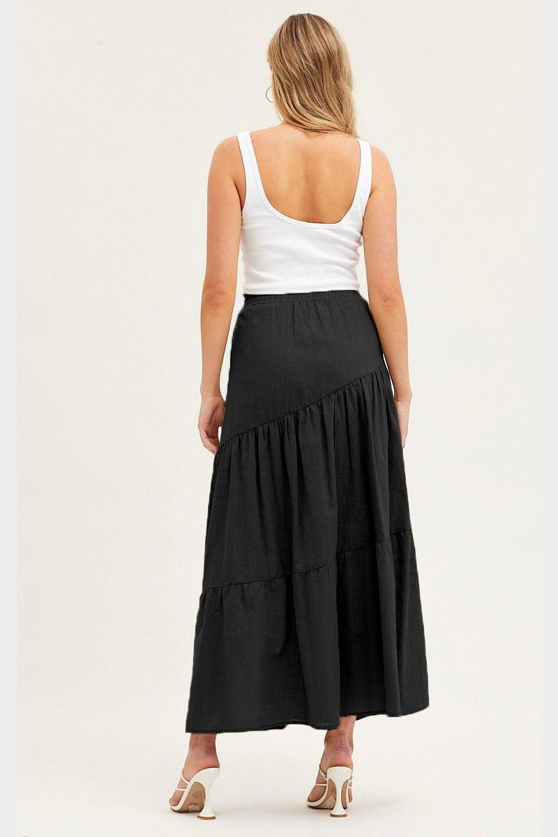 WOMEN CASUAL HIGH WAISTED PLEATED LONG SKIRT - Doublju