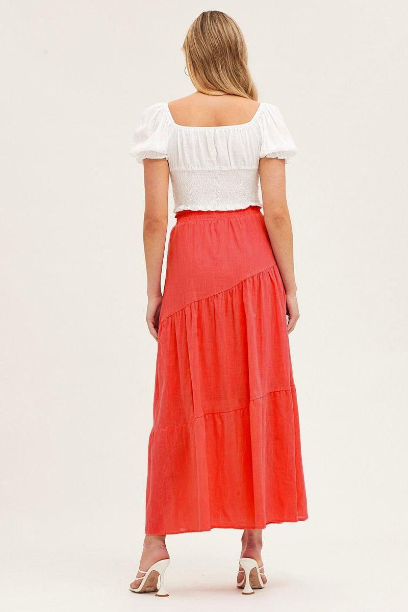 WOMEN CASUAL HIGH WAISTED PLEATED LONG SKIRT - Doublju