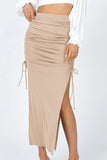 WOMEN HIGH WAISTED DOUBLE SPLIT LONG MAXI SKIRTS - Doublju