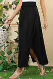 BANDED SMOCKING WAIST MAXI SKIRT WITH POCKET - Doublju