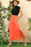 BANDED SMOCKING WAIST MAXI SKIRT WITH POCKET - Doublju