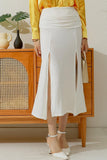 HIGH WAIST SHIRRED FLOUNCE MAXI SKIRTS WITH SLIT - Doublju