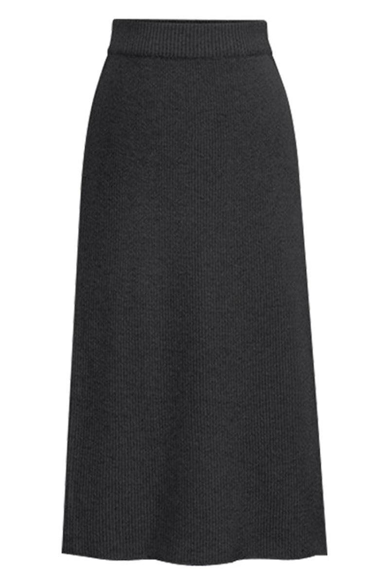 SLIT BACK HIGH WAIST BAND WARM LONG SKIRT - Doublju